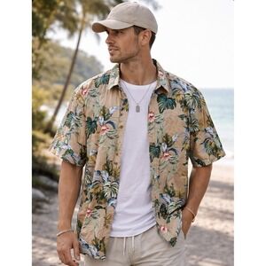 Cooke Street Men's XXL Camp Shirt Aloha Tropical Floral Beach Hawaiian